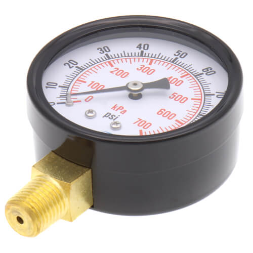 Main product image of 2.5" Dual Scale Economy Pressure Gauge, Bottom Mount (0-100 PSI)