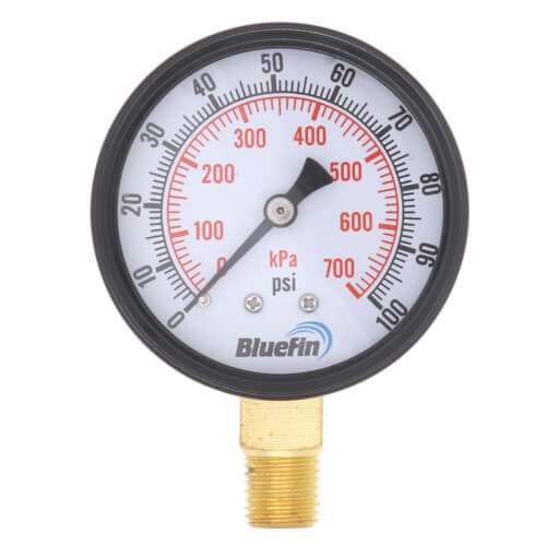 Main product image of 2.5" Dual Scale Economy Pressure Gauge, Bottom Mount (0-100 PSI)