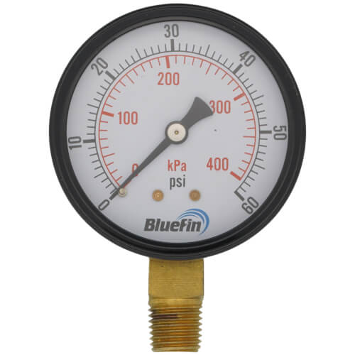 Main product image of 2.5" Dual Scale Economy Pressure Gauge, Bottom Mount (0-60 PSI)
