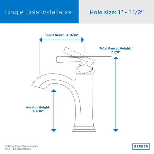 Main product image of Northerly Single Handle Bathroom Sink Faucet w/ 50/50 Touch-Down Drain (Brushed Nickel), D225079BN