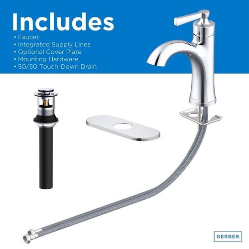 Main product image of Northerly Single Handle Bathroom Faucet w/ 50/50 Touch-Down Drain (Satin Black), D225079BS
