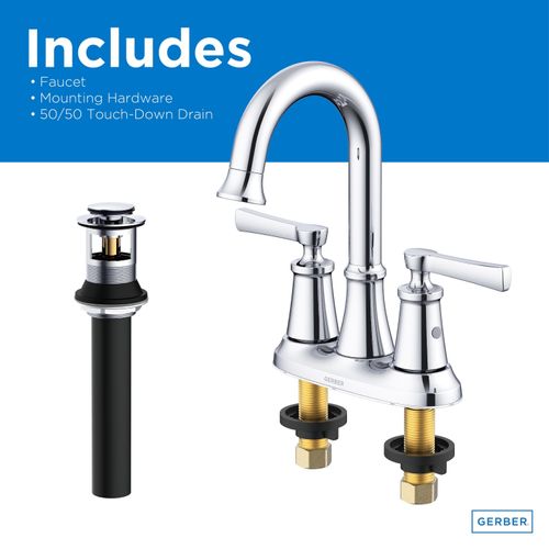 Main product image of Northerly 2 Handle Centerset Bathroom Sink Faucet w/ 50/50 Touch-Down Drain (Brushed Nickel), D307079BN
