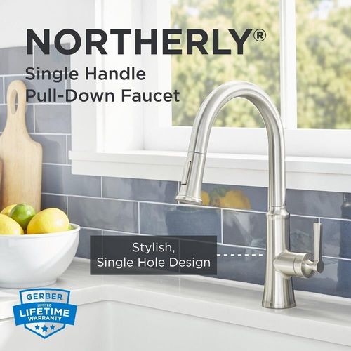 Main product image of Northerly Single Handle Pull-Down Kitchen Faucet (Stainless Steel), D454079SS