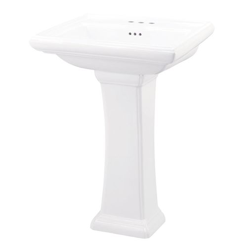 Main product image of Logan Square Standard Pedestal Bathroom Sink Top 27.38"x21.25" 4"CC, Pedestal Not Included (White), G0012585