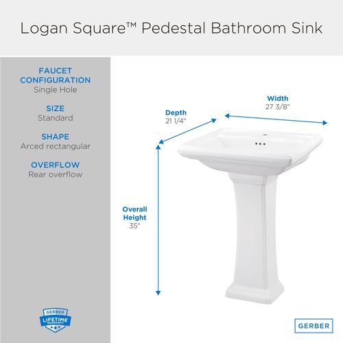 Main product image of Logan Square Bathroom Sink Pedestal, Pedestal Only (White), G0029847