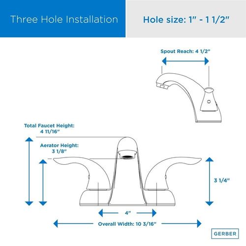 Main product image of Viper 2 Handle Centerset Bathroom Sink Faucet w/ Metal Touch-Down Drain (Chrome), G0043011