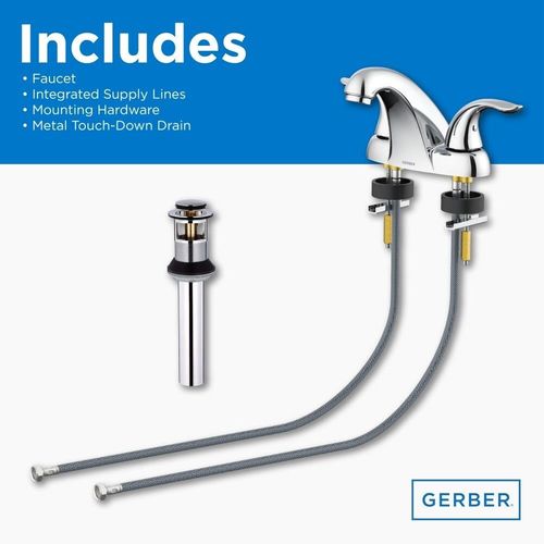 Main product image of Viper 2 Handle Centerset Bathroom Sink Faucet w/ Metal Touch-Down Drain (Chrome), G0043011