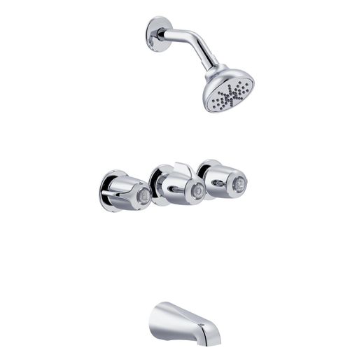 Main product image of Classics 3 Handle Sliding Sleeve Escutcheon Tub & Shower Fitting w/ IPS/Sweat Connections & Threaded Spout (Chrome), G0048030