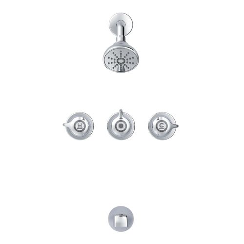Main product image of Classics 3 Handle Sliding Sleeve Escutcheon Tub & Shower Fitting w/ IPS/Sweat Connections & Threaded Spout (Chrome), G0048030