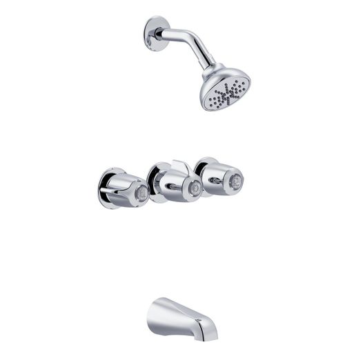 Main product image of Classics 3 Handle Sliding Sleeve Escutcheon Tub & Shower Fitting w/ Sweat Connections & Threaded Spout (Chrome), G0048031