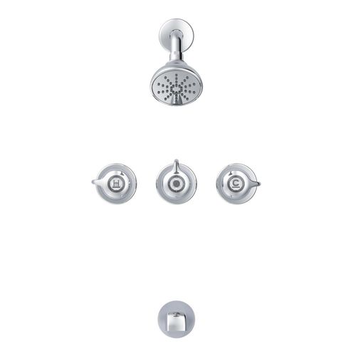 Main product image of Classics 3 Handle Sliding Sleeve Escutcheon Tub & Shower Fitting w/ Sweat Connections & Threaded Spout (Chrome), G0048031
