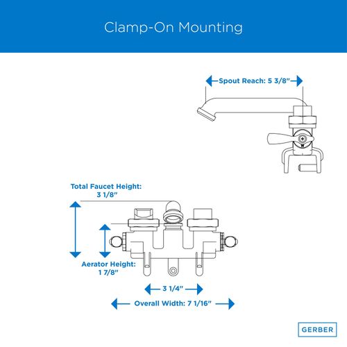 Main product image of Classics 2 Handle Clamp On Laundry Faucet w/ Metal Lever Handles and IPS/Sweat Connections (Rough Brass), G0049535