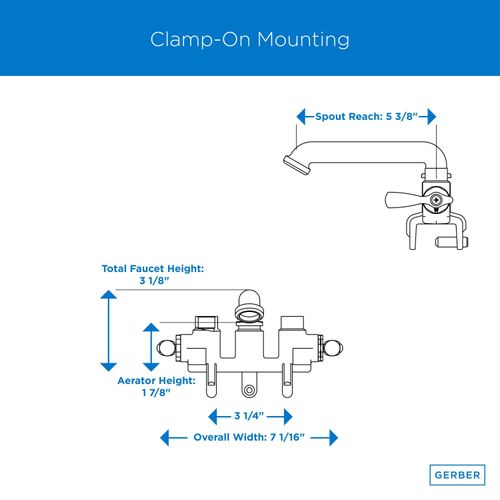 Main product image of Classics 2 Handle Clamp On Laundry Faucet w/ Metal Lever Handles and Direct Sweat Connections (Rough Brass), G0049536