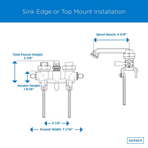 Main product image of Classics 2 Handle Laundry Faucet w/ Metal Lever Handles, Threaded Legs, IPS/Sweat Connections, and Threaded Spout (Rough Brass), G0049540