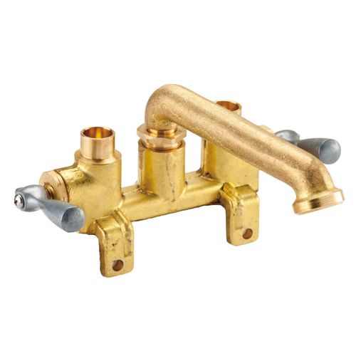 Main product image of Classics 2 Handle Laundry Faucet w/ Metal Lever Handles, Threaded Legs, and Direct Sweat Connections (Rough Brass), G0049556