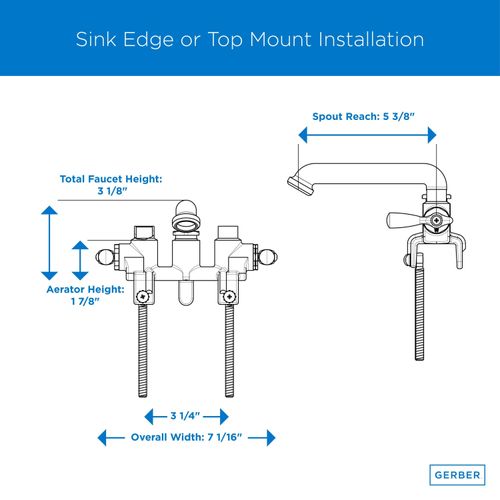 Main product image of Classics 2 Handle Laundry Faucet w/ Metal Lever Handles, Threaded Legs, and Direct Sweat Connections (Rough Brass), G0049556
