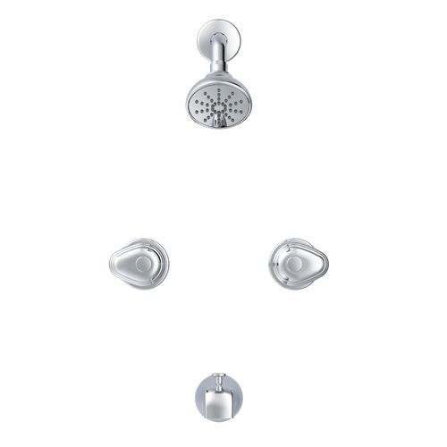 Main product image of Hardwater 2 Handle Threaded Escutcheon Tub & Shower Fitting w/ Slip Diverter Spout (Chrome), G0058400