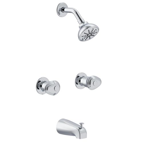 Main product image of Hardwater 2 Handle Sliding Sleeve Escutcheon Tub & Shower Fitting w/ Slip Diverter Spout (Chrome), G005842082