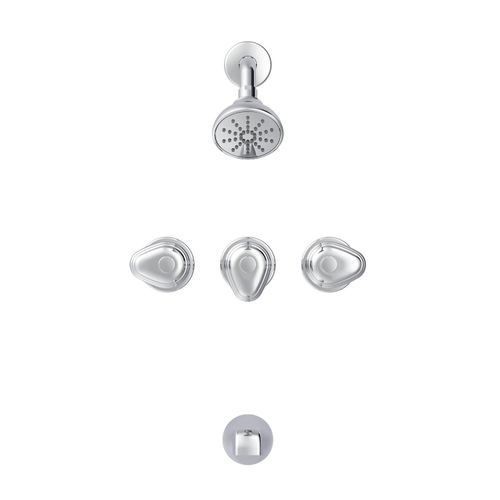 Main product image of Hardwater 3 Handle Sliding Sleeve Escutcheon Tub & Shower Fitting w/ IPS/Sweat Connections & Slip Spout (Chrome), G005852081