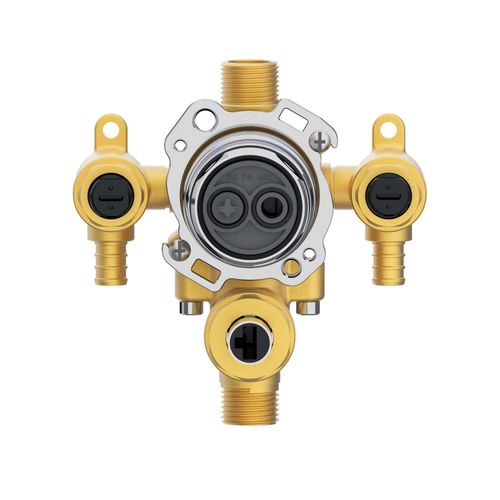 Main product image of Treysta Tub & Shower Valve w/ Diverter - Vertical Inputs w/ Stops - Crimp Pex (Rough Brass), G00GS554S