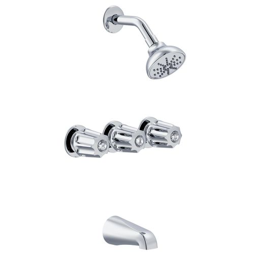 Main product image of Classics 3 Metal Fluted Handle Sliding Sleeve Escutcheon Tub & Shower Fitting w/ Sweat Connections & Threaded Spout (Chrome), G0748031