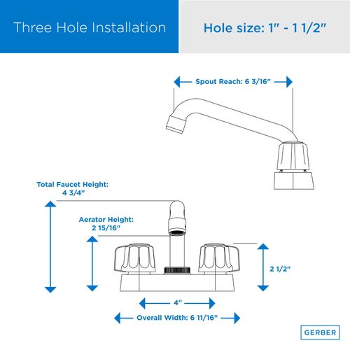 Main product image of Classics 2 Handle Centerset Laundry Faucet w/ Metal Fluted Handles and 6" Swing Spout (Chrome), G0749244