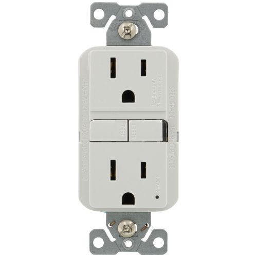 Main product image of Self-Test GFCI Duplex Receptacle, 15A, Slim, 5-15R, Back & Side Wire - 125V (White)
