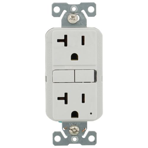 Main product image of Self-Test GFCI Duplex Receptacle, 20A, Slim, 5-15R, Back & Side Wire - 125V (White)