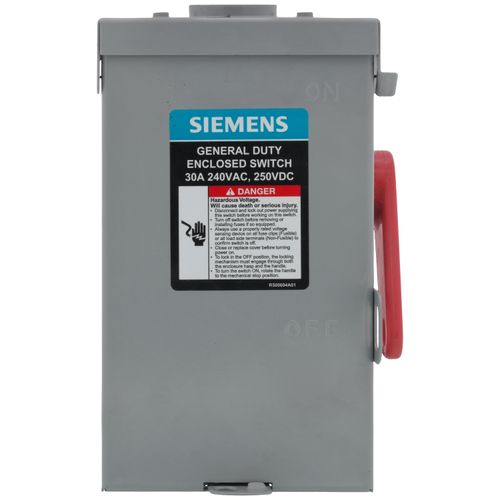 Main product image of 30A Low-Voltage VBII Double-Break Enclosed Fused Safety Switch, 3-Pole/4-Wire, NEMA 3R Enclosure (240V)