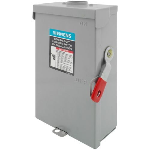 Main product image of 60A Low-Voltage VBII Double-Break Enclosed Fused Safety Switch, 3-Pole/4-Wire, NEMA 3R Enclosure (240V)