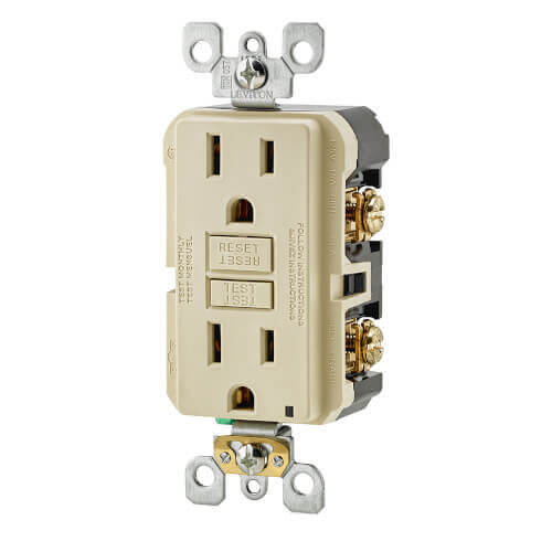 Main product image of Self-test SmartlockPro Slim GFCI Receptacle, 15A, NEMA 5-15R - Ivory (125V)