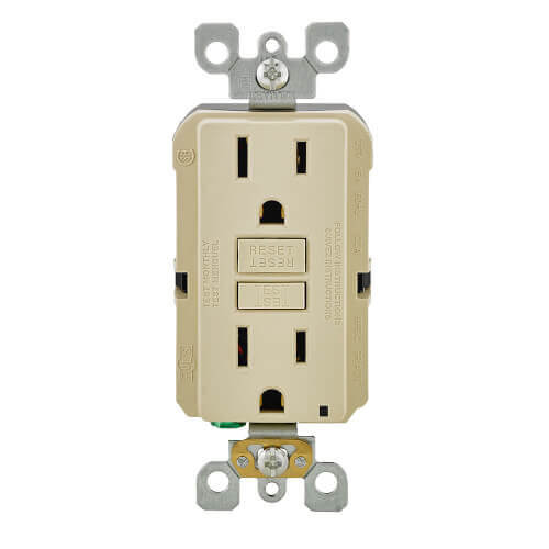 Main product image of Self-test SmartlockPro Slim GFCI Receptacle, 15A, NEMA 5-15R - Ivory (125V)