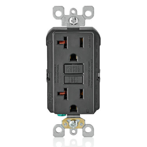 SmartlockPro Heavy-Duty Self-Test GFCI Duplex Receptacle w/ Wall Plate, 20A, NEMA 5-20R - Black (125V)