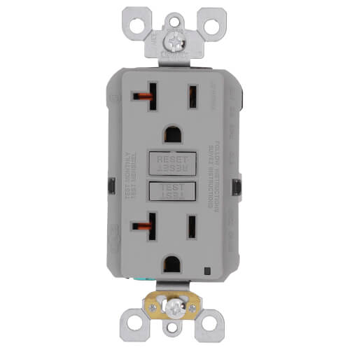 Main product image of SmartlockPro Heavy-Duty Self-Test GFCI Duplex Receptacle w/ Wall Plate, 20A, NEMA 5-20R - Gray (125V)