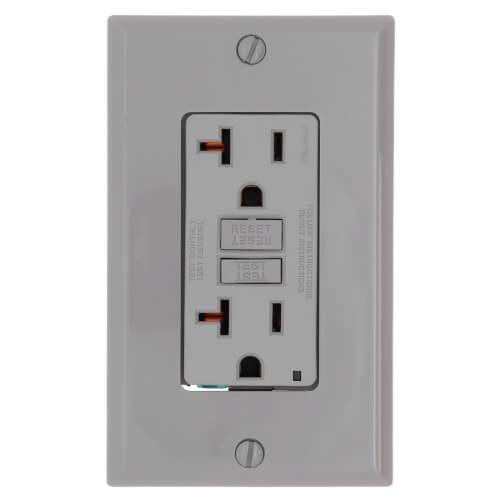 Main product image of SmartlockPro Heavy-Duty Self-Test GFCI Duplex Receptacle w/ Wall Plate, 20A, NEMA 5-20R - Gray (125V)
