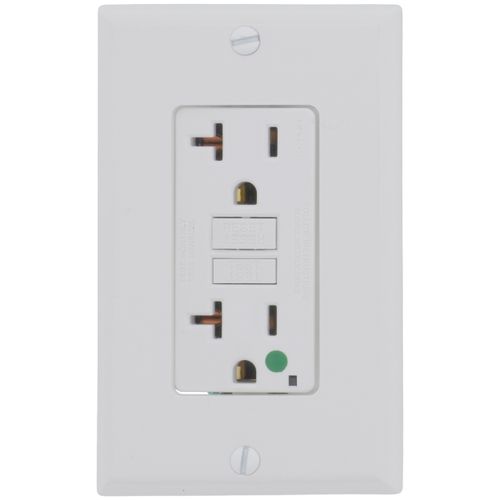 Main product image of SmartlockPro Extra Heavy-Duty Hospital Grade GFCI Receptacle w/ Wall Plate, 2P, 20A, NEMA 5-20R - White (125V)