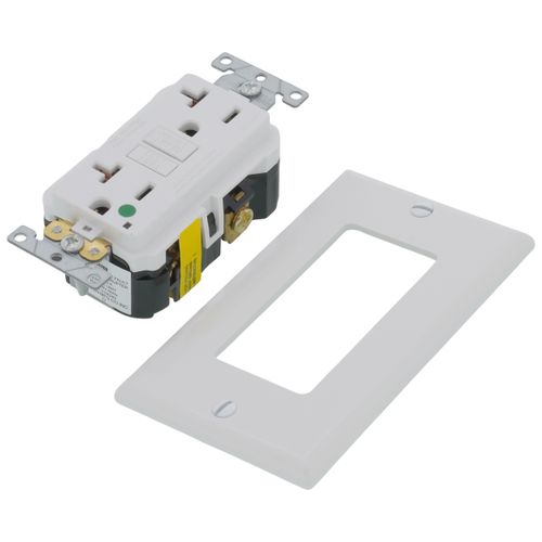 Main product image of SmartlockPro Extra Heavy-Duty Hospital Grade GFCI Receptacle w/ Wall Plate, 2P, 20A, NEMA 5-20R - White (125V)