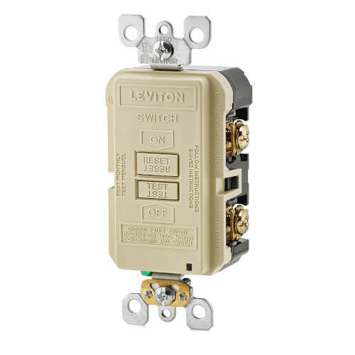 Main product image of Self-test SmartlockPro Slim GFCI Receptacle with Blank Face, 20A - Ivory (125V)