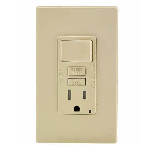 Main product image of Self-test SmartlockPro Tamper Resistant GFCI Receptacle with Switch Combo, 15A, NEMA 5-15R - Ivory (125V)