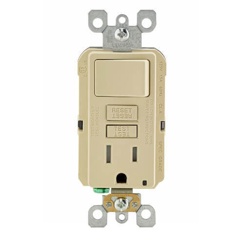 Main product image of Self-test SmartlockPro Tamper Resistant GFCI Receptacle with Switch Combo, 15A, NEMA 5-15R - Ivory (125V)