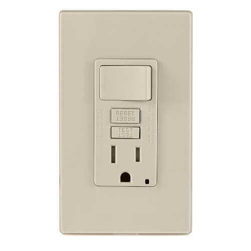 Main product image of Self-test SmartlockPro Tamper Resistant GFCI Receptacle with Switch Combo, 15A, NEMA 5-15R - Light Almond (125V)