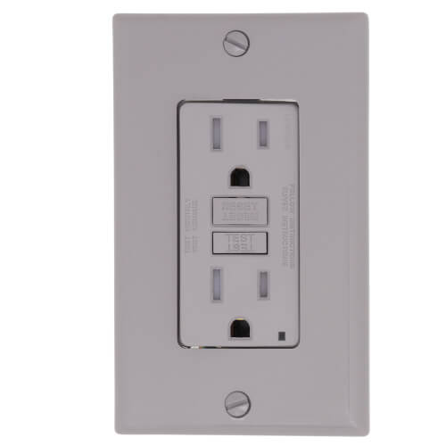 Main product image of SmartlockPro Tamper-Resistant Self-Test GFCI Receptacle w/ Wall Plate, 2P, 15A, NEMA 5-15R - Gray (125V)