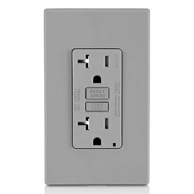 Main product image of SmartlockPro Slim Tamper-Resistant Self-Test GFCI Receptacle w/ Wall Plate  - Gray (125V)