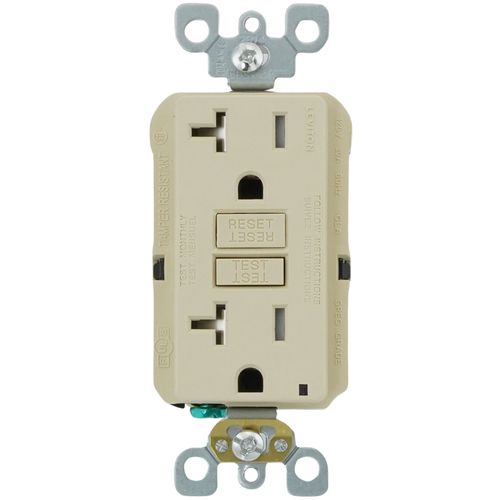 Main product image of Self-test SmartlockPro Slim Tamper Resistant GFCI Receptacle, 20A, NEMA 5-20R - Ivory (125V)