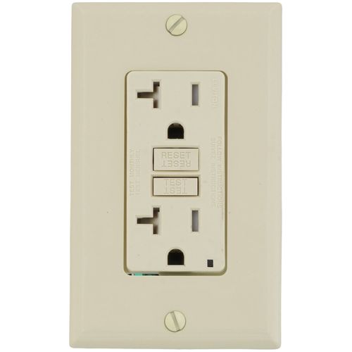 Main product image of Self-test SmartlockPro Slim Tamper Resistant GFCI Receptacle, NEMA 5-20R - Light Almond (125V)