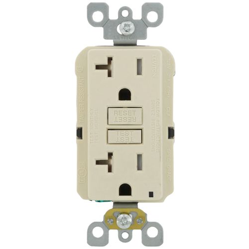 Main product image of Self-test SmartlockPro Slim Tamper Resistant GFCI Receptacle, NEMA 5-20R - Light Almond (125V)