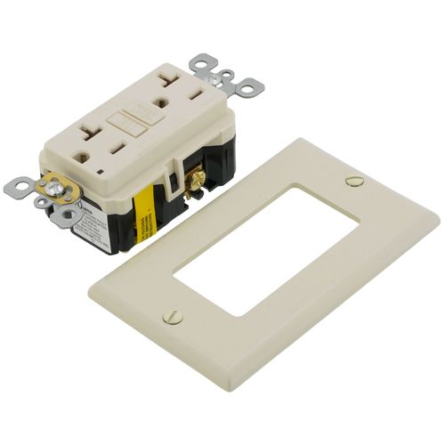 Main product image of Self-test SmartlockPro Slim Tamper Resistant GFCI Receptacle, NEMA 5-20R - Light Almond (125V)