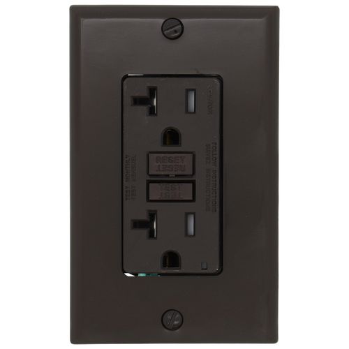 Main product image of 20A SmartlockPro GFCI Receptacle/Outlet, Tamper-Resistant (125V) - Brown