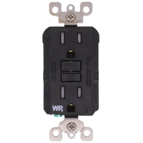 Main product image of SmartlockPro Slim Tamper/Weather Resistant Self-Test GFCI Receptacle, 2P, 15A, NEMA 5-15R - Black (125V)