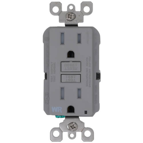 Main product image of SmartlockPro Slim Tamper/Weather Resistant Self-Test GFCI Receptacle, 2P, 15A, NEMA 5-15R - Gray (125V)
